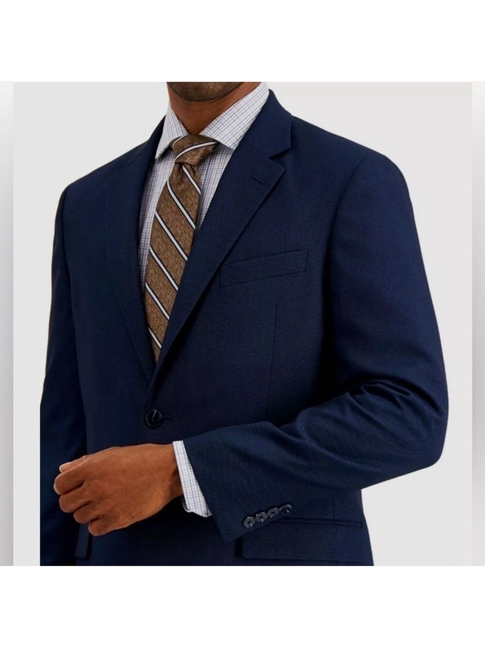 Nautica Blue Textured Modern-Fit Active Stretch Blazer Suit Jacket Sport Coat